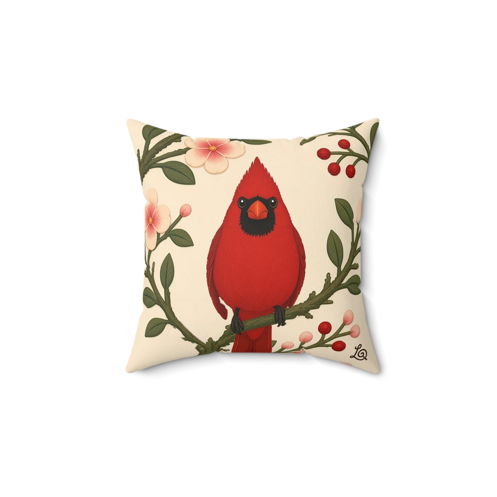 "Winter Cardinal" — Square Throw Pillow