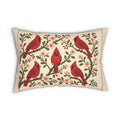 Winter Cardinals & Blossoms lumbar throw pillow: front design (main image)