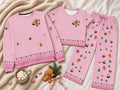 Sugar Plum lounge set by LQ flat lay with cocoa and peppermints